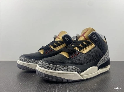 Bmlin Shoes Jordan CK9246- Retro 3 Black Gold 3832 Cement SoftTouch 1014